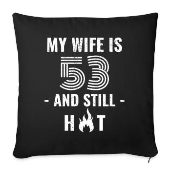 Cadeau d’anniversaire de femme de 53 ans - Housse de coussin décorative 45 x 45 cm - noir - Devant
