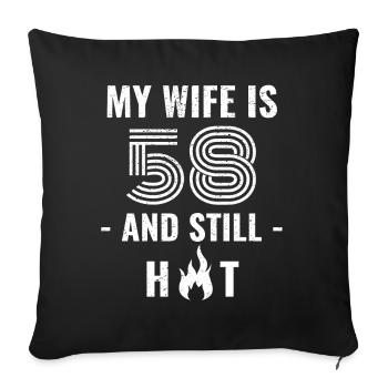 Cadeau d’anniversaire de femme de 58 ans - Housse de coussin décorative 45 x 45 cm - noir - Devant