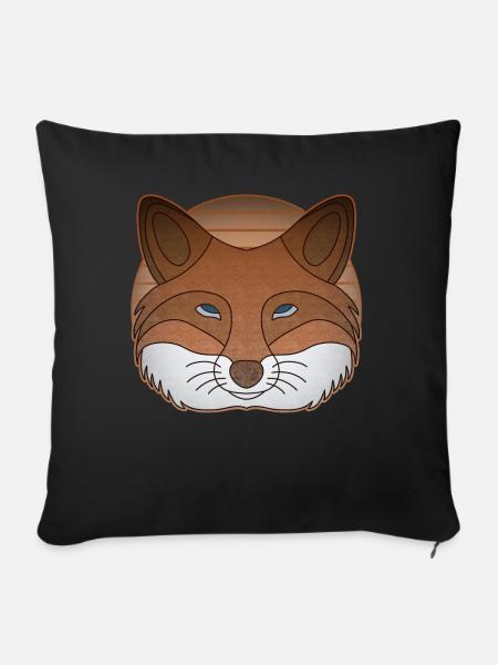 Fuchs Waldtier Motiv - Sofakissenbezug 45 x 45 cm - Schwarz
