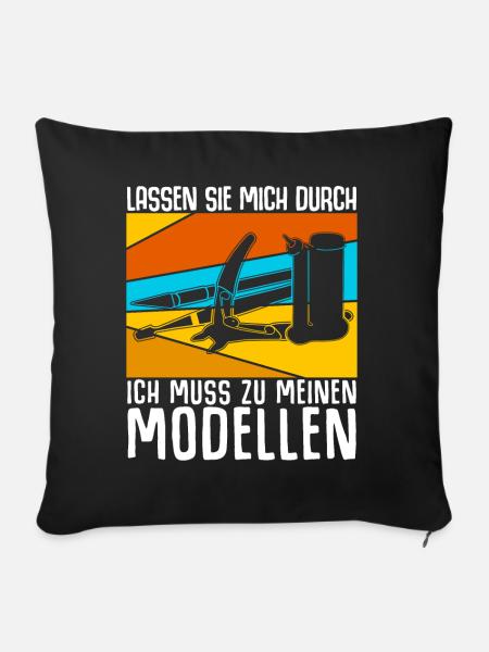Modellbau Retro Modellbauer - Sofakissenbezug 45 x 45 cm - Schwarz