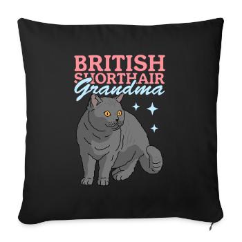 Grand-mère britannique à poil court | Cadeau maman chat - Housse de coussin décorative 45 x 45 cm - noir - Devant