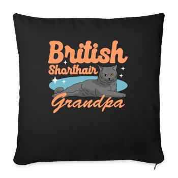 British Shorthair Grandpa Cat Owner Cadeau - Housse de coussin décorative 45 x 45 cm - noir - Devant