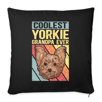 Yorkie Grandpa Yorkshire Terrier Dog Cadeau - Housse de coussin décorative 45 x 45 cm - noir - Devant