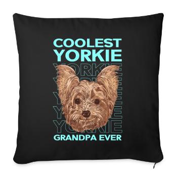 Yorkie Grandpa Dogs Yorkshire Terrier Cadeau - Housse de coussin décorative 45 x 45 cm - noir - Devant