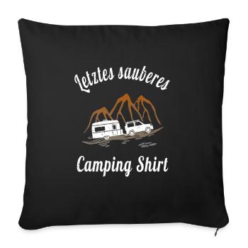 Wohnwagen lustig Camping Camper Camperin - Sofakissenbezug 45 x 45 cm - Schwarz - Vorne