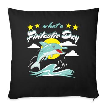 Fintastic dolphin - Sofa pillowcase 17,3'' x 17,3'' (45 x 45 cm) - black - Front