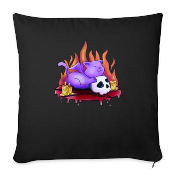 Kawaii Cat Pastel Goth Kitten Anime Aesthetics - Sofa pillowcase 17,3'' x 17,3'' (45 x 45 cm) - black - Front