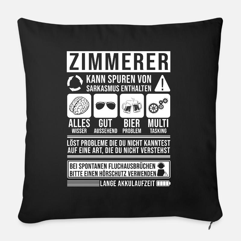 Zimmerer Spruch lustig - Sofakissenbezug 45 x 45 cm - Schwarz