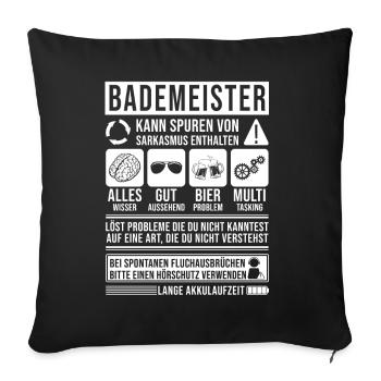 Bademeister Spruch lustig - Sofakissenbezug 45 x 45 cm - Schwarz - Vorne