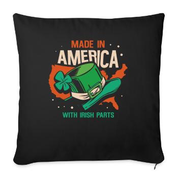 Fabriqué en Amérique avec des parties irlandaises irlandaises - Housse de coussin décorative 45 x 45 cm - noir - Devant