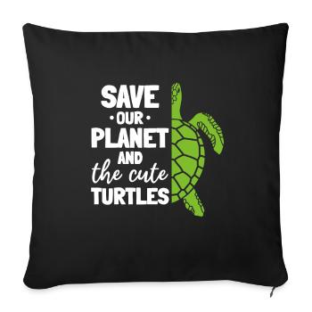 Environnement des tortues : Sauvez notre planète et - Housse de coussin décorative 45 x 45 cm - noir - Devant