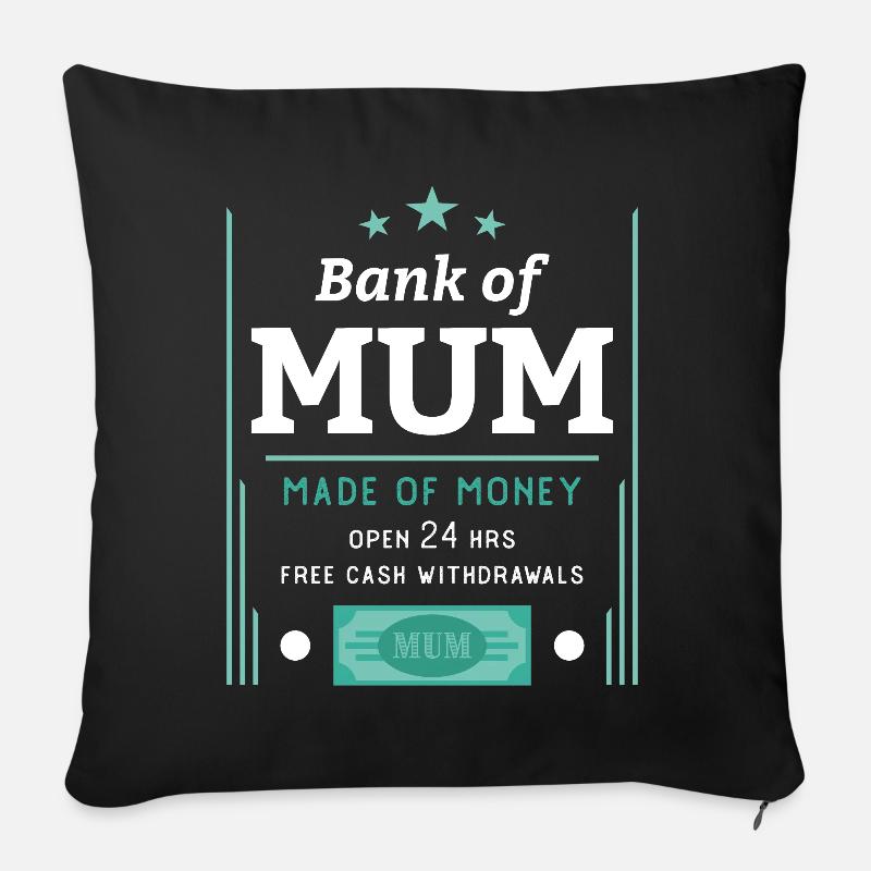 Banque de Maman - Housse de coussin décorative 45 x 45 cm - noir