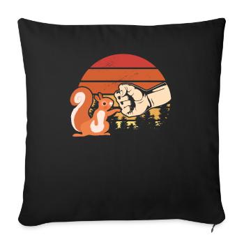 Squirrel Fist Push Squirrel Lover - Sofa pillowcase 17,3'' x 17,3'' (45 x 45 cm) - black - Front
