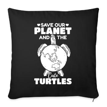 Jour de la Terre Environnement Sauvez notre planète et - Housse de coussin décorative 45 x 45 cm - noir - Devant