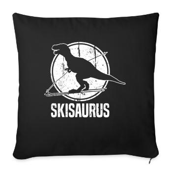 Fun Skisaurus Skiing Dino Ski Dino - Sofa pillowcase 17,3'' x 17,3'' (45 x 45 cm) - black - Front