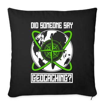 Geocacher Weltkarte Geocache - Sofakissenbezug 45 x 45 cm - Schwarz - Vorne