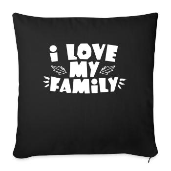 J’adore mon équipe de réunion de famille douce - Housse de coussin décorative 45 x 45 cm - noir - Devant