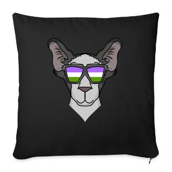 Genderqueer Lgbt Cat Oriental Shorthair - Housse de coussin décorative 45 x 45 cm - noir - Devant