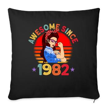 Awesome since 1982 Frauen 40. Geburtstag Geschenk - Sofakissenbezug 45 x 45 cm - Schwarz - Vorne