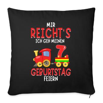7. Geburtstag Geburtstagsgeschenk mit Eisenbahn - Sofakissenbezug 45 x 45 cm - Schwarz - Vorne