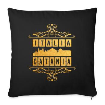 Catane Italie Ville Skyline Ornement Or Amour - Housse de coussin décorative 45 x 45 cm - noir - Devant