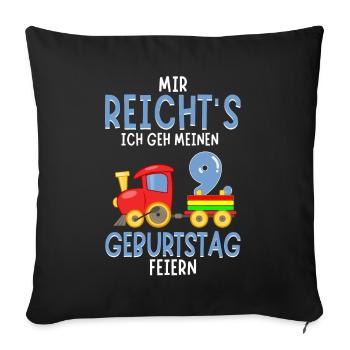 9. Geburtstag Geburtstagsgeschenk mit Eisenbahn - Sofakissenbezug 45 x 45 cm - Schwarz - Vorne