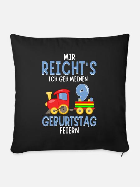 9. Geburtstag Geburtstagsgeschenk mit Eisenbahn - Sofakissenbezug 45 x 45 cm - Schwarz