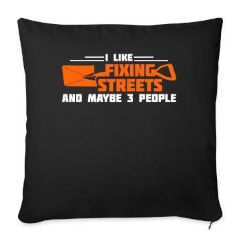Road guard road builder Road construction - Sofa pillowcase 17,3'' x 17,3'' (45 x 45 cm) - black - Front