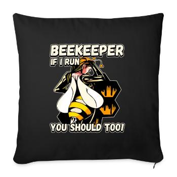Beekeeper - if I run you should also be funny - Sofa pillowcase 17,3'' x 17,3'' (45 x 45 cm) - black - Front