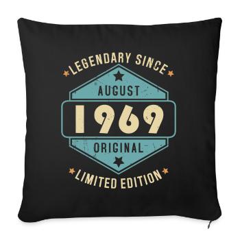 Août 1969 Vintage Retro Anniversaire - Housse de coussin décorative 45 x 45 cm - noir - Devant