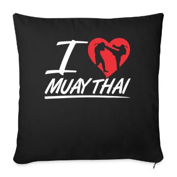 J’adore Muay Thai combattant arts martiaux arts martiaux arts martiaux arts martiaux - Housse de coussin décorative 45 x 45 cm - noir - Devant