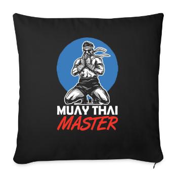 Muay Thai Maître Arts Martiaux Fighter Combat - Housse de coussin décorative 45 x 45 cm - noir - Devant