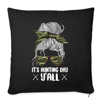 Deer Hunting Hunter Girl - Sofa pillowcase 17,3'' x 17,3'' (45 x 45 cm) - black - Front