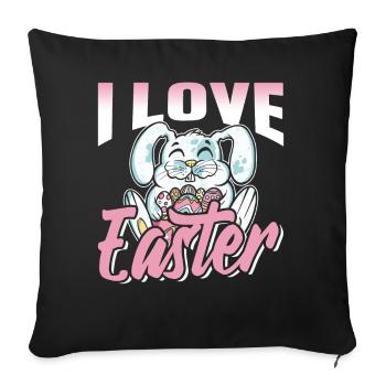 J’adore Easter Easter Easter Easter Egg Lapin de Pâques - Housse de coussin décorative 45 x 45 cm - noir - Devant