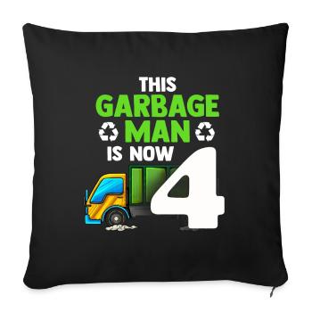 Garbage Truck Garbage Man 4th Birthday Recycling Garbage - Sofa pillowcase 17,3'' x 17,3'' (45 x 45 cm) - black - Front