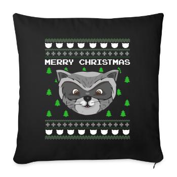 Christmas Raccoon Christmas Gift Xmas - Sofa pillowcase 17,3'' x 17,3'' (45 x 45 cm) - black - Front