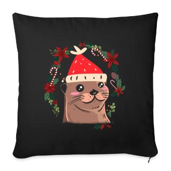 Ugly Christmas Otter - Sofa pillowcase 17,3'' x 17,3'' (45 x 45 cm) - black - Front