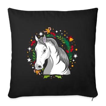 Moche Cheval de Noël Cheval Tricot Noël Christ Enfant - Housse de coussin décorative 45 x 45 cm - noir - Devant
