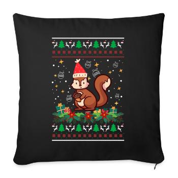 écureuil Ugly Noël Noël Noël - Housse de coussin décorative 45 x 45 cm - noir - Devant