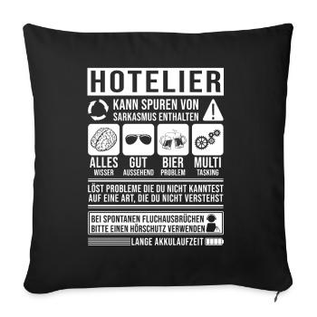 Hotelier Spruch lustig - Sofakissenbezug 45 x 45 cm - Schwarz - Vorne
