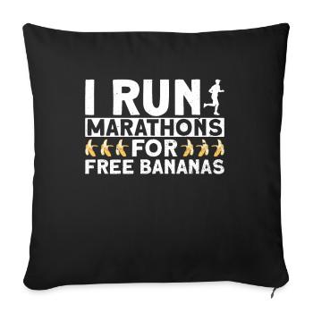 Je cours des marathons pour des bananes gratuites - Housse de coussin décorative 45 x 45 cm - noir - Devant