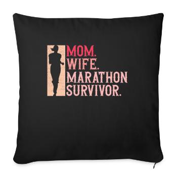 Mère. Femme. Survivants du marathon. - Housse de coussin décorative 45 x 45 cm - noir - Devant