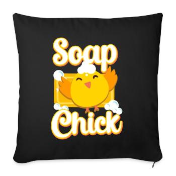 Fabrication de savon Artisanat Savon de poulet - Housse de coussin décorative 45 x 45 cm - noir - Devant
