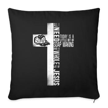 Fabrication de savon Fabrication de jésus Foi - Housse de coussin décorative 45 x 45 cm - noir - Devant