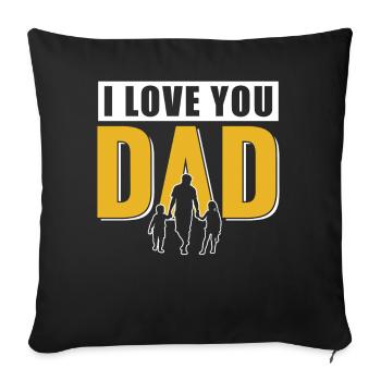 Je t’aime Papa Dictons Fête des Pères Père Papa - Housse de coussin décorative 45 x 45 cm - noir - Devant