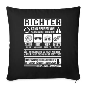 Richter Spruch lustig - Sofakissenbezug 45 x 45 cm - Schwarz - Vorne