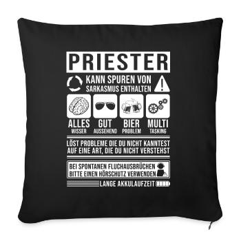 Priester Spruch lustig - Sofakissenbezug 45 x 45 cm - Schwarz - Vorne