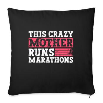 Cette mère folle court le marathon - Housse de coussin décorative 45 x 45 cm - noir - Devant