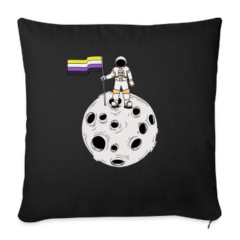 Nonbinary-Astronaut auf dem Mond Nonbinary-Flagge - Sofakissenbezug 45 x 45 cm - Schwarz - Vorne