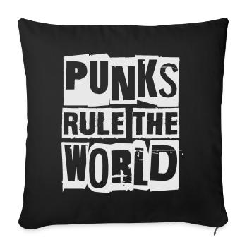 Punks Rule The World - Gothique - Concert - Grunge - Housse de coussin décorative 45 x 45 cm - noir - Devant